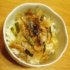 刻み海苔と塩サバのご飯♬